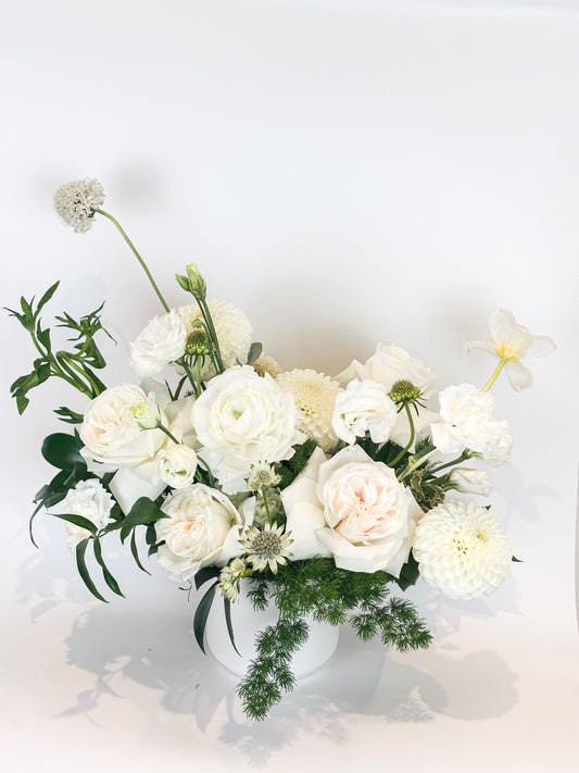 white ivory flower arrangment