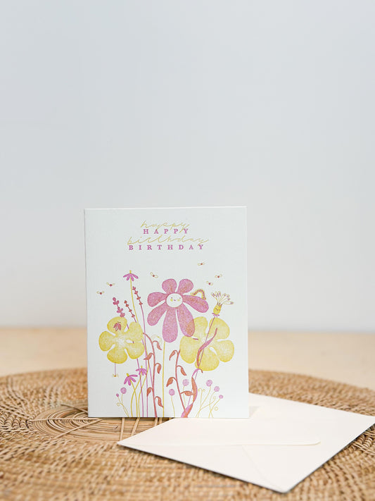 Homework Letterpress Studios - Floral Happy Birthday