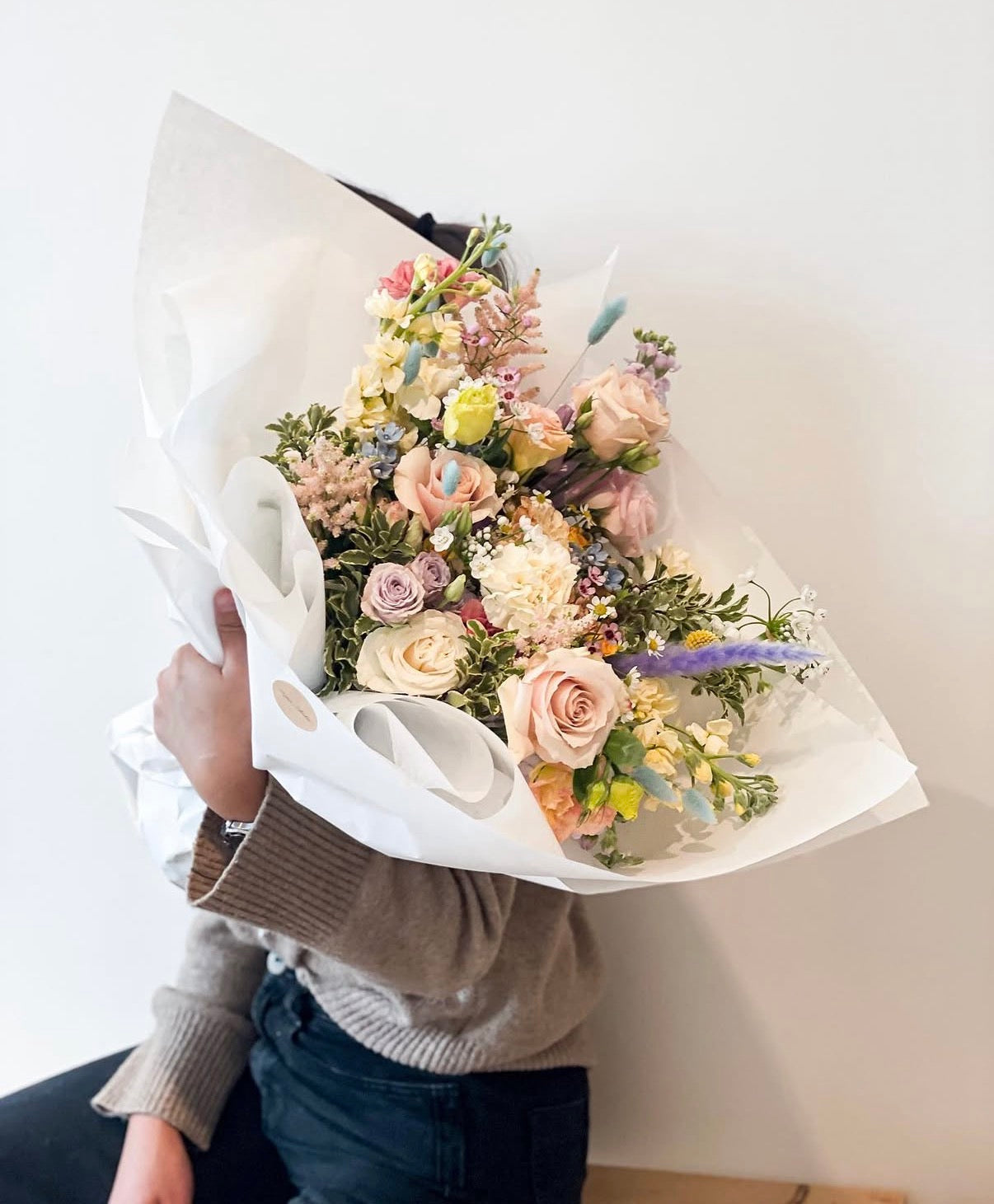 Luxe weekly bouquet with premium seasonal flowers in an opulent arrangement, available in Toronto – Thyme Studio